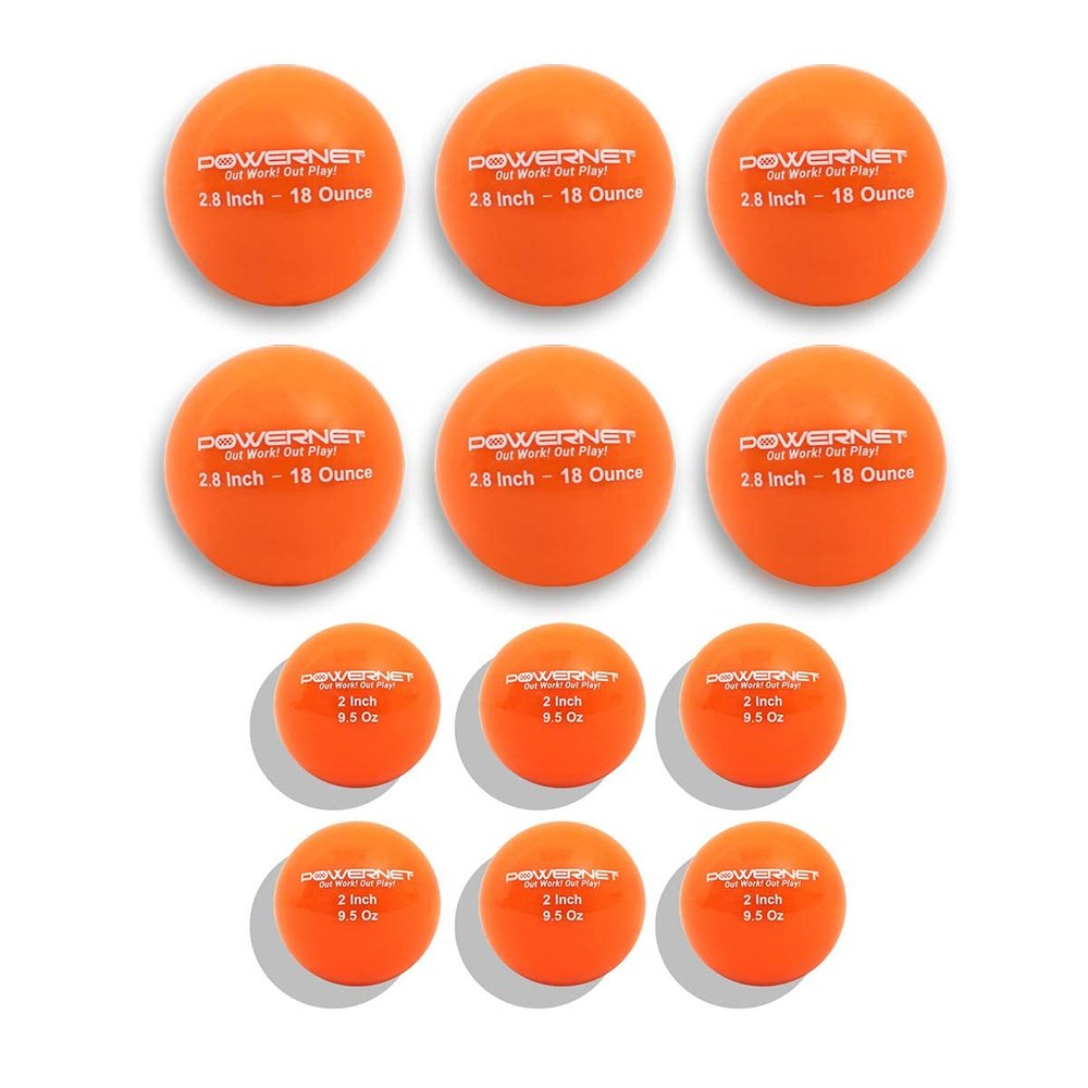 PowerNet Corbin Carroll Weighted Hitting Training Balls | 6 PK 2.8" and 6 PK 2" Micro Ball Combo | Choose Your Weight | Enhance Strength and Hand-Eye Coordination (Orange | 18 oz + 9.5 oz)