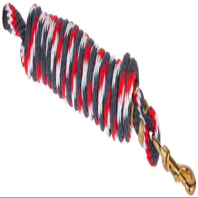 Poly Lead Rope with a Solid Brass 225 Snap, Graphite/Red/White