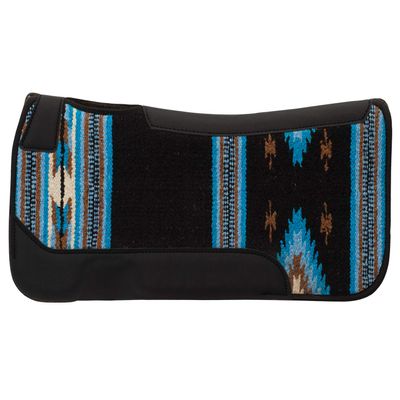 Weaver Equine 23" x 24" Contoured Single Weave Wool Blend Felt Pony Size Saddle Pad, Shock Absorbing Western Saddle Pad for Protection, Black/Blue