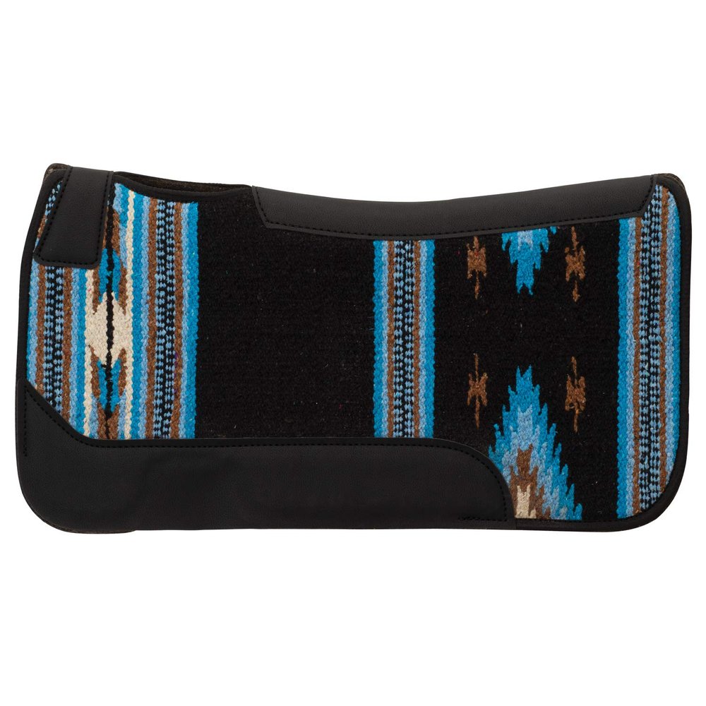 Weaver Equine 23" x 24" Contoured Single Weave Wool Blend Felt Pony Size Saddle Pad, Shock Absorbing Western Saddle Pad for Protection, Black/Blue