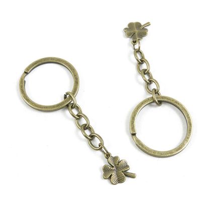 5 Items Keychain Keyring Key Tags Chains Rings Jewelry Bag Charms H6GJ7 Clover Leaf Leaves