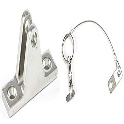 Marine Part Depot Stainless Steel Top Bimini Deck Hinge with Removable Pin and Lanyard