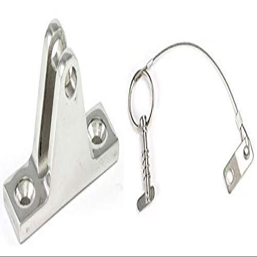 Marine Part Depot Stainless Steel Top Bimini Deck Hinge with Removable Pin and Lanyard