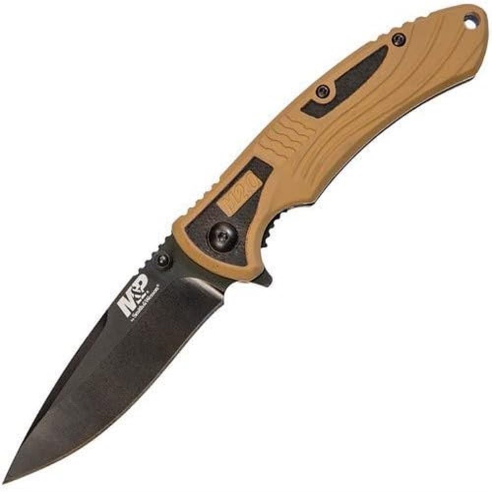 Smith & Wesson M&P M2.0 6.89in S.S Ultra-Glide Folding Knife with 2.75in Drop Point Blade and Aluminum Handle for Outdoor, Tactical, Survival and EDC