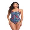 Adoretex Girl's and Women's Athletic Tie Back One Piece Swimsuit, Solid Color and Multi Print Lace Up Back Tie Bathing Suit (FN036) - Multi Combo - 28 view 1