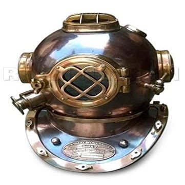 MAXNAUTICALMART Realistic Scuba Diving Divers Helmet US Navy Mark V Solid Vintage Copper Finish