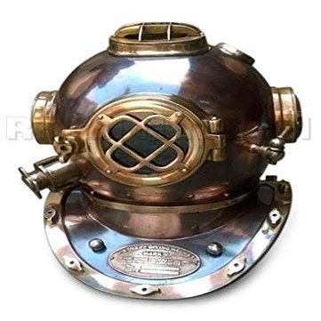 MAXNAUTICALMART Realistic Scuba Diving Divers Helmet US Navy Mark V Solid Vintage Copper Finish