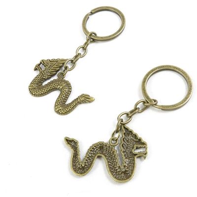 5 Items Keychain Keyring Key Tags Chains Rings Jewelry Bag Charms Q1PS4 Chinese Dragon