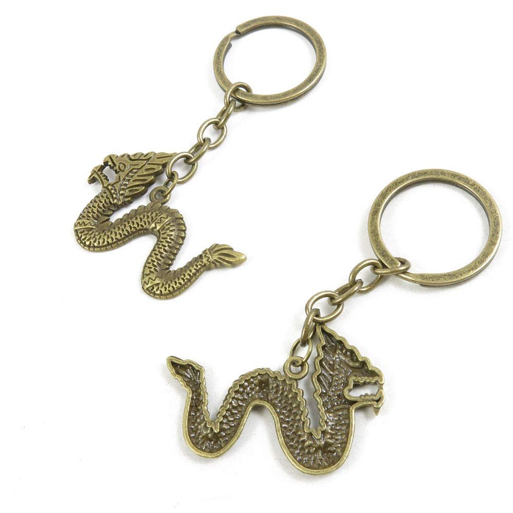 5 Items Keychain Keyring Key Tags Chains Rings Jewelry Bag Charms Q1PS4 Chinese Dragon