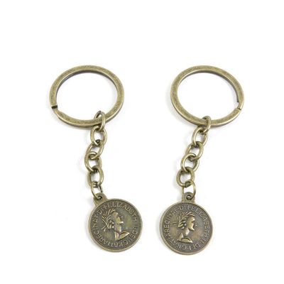 50 Items Keychain Keyring Key Tags Chains Rings Jewelry Bag Charms H7DP5 Elizabeth II Tag Signs