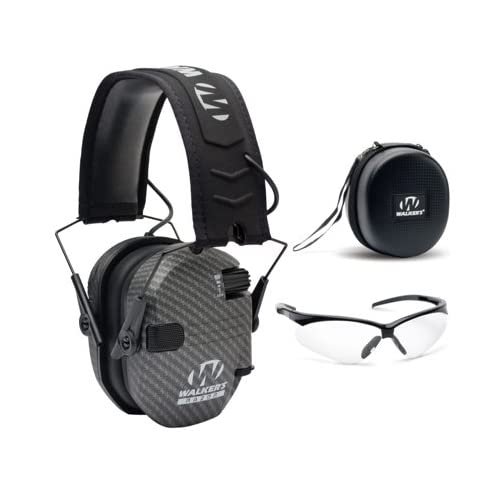 Walkers Razor Slim Electronic Muff with Case and Shooting Glasses Bundle 3 (Items)