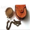 Go Confidently in The Direction of Your, Navigation Astrolabe Brass Compass with Leather Case Handmade Maritime Pocket Compass view 2