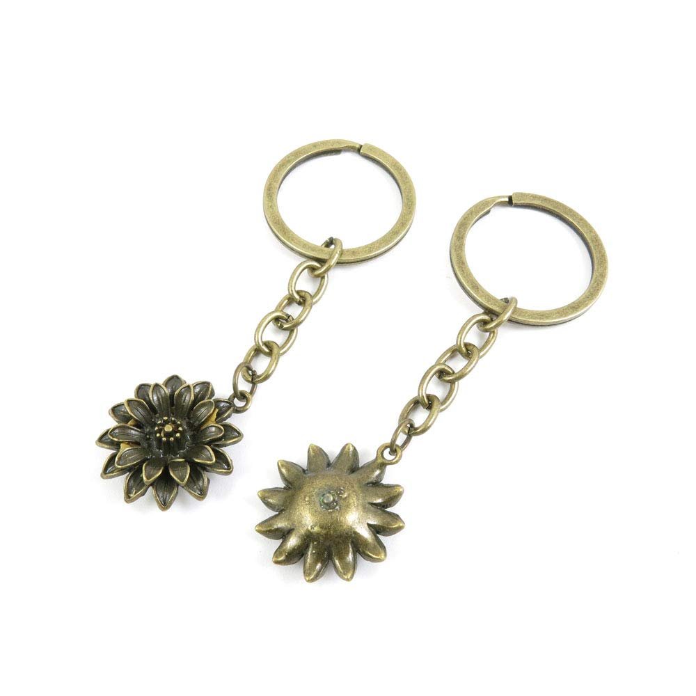 20 Items Keychain Keyring Key Tags Chains Rings Jewelry Bag Charms M5LK0 Sunflower