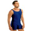 inlzdz Men's Spandex Short Tank Bodysuit Workout Gym Dance Biketard Unitard Dancewear Navy Blue Medium view 2