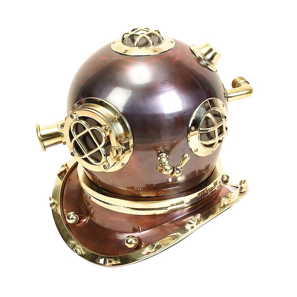 MAXNAUTICALMART Nautical Decor - Brass Diving Helmet Feel Nautical Decoration