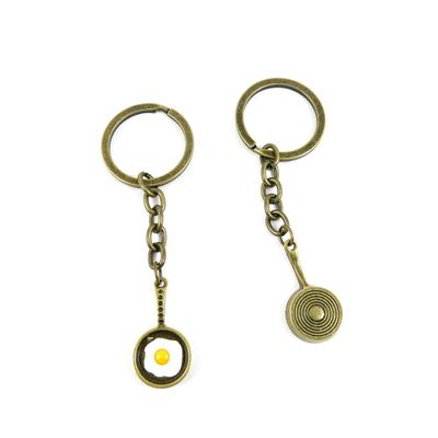 20 Items Keychain Keyring Key Tags Chains Rings Jewelry Bag Charms G3XY3 Omelette Pan