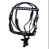 Equitem Black Leather English Cob Size Bridle with Black & White Chevron Beaded Brow with Web Reins view 1