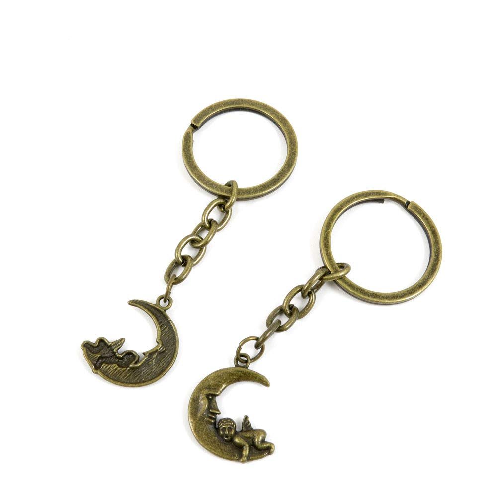 5 Items Keychain Keyring Key Tags Chains Rings Jewelry Bag Charms I7RN9 Man in The Moon Angel