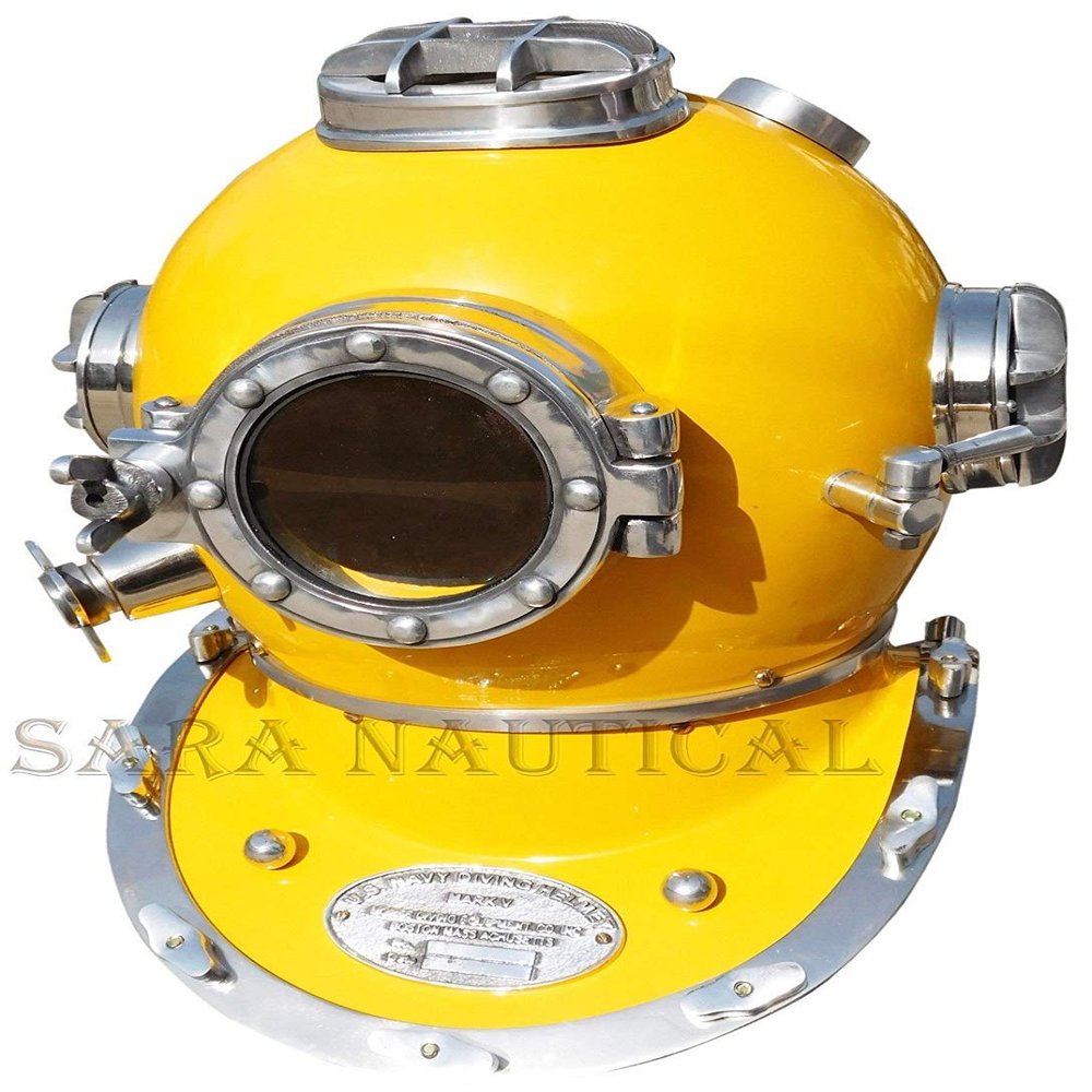 MAXNAUTICALMART Maritime U.S. Navy Diving Helmet Mark V Solid Glass Nautical 18'' Diving Helmet