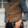 Aesido Formal Men's Vests Slim Fit Soft Wool Tweed Herringbone Business Suit Vest Waistcoat for Wedding Groomsmen(Black,M) view 4