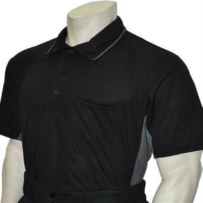 Smitty USA-312 Major League Style Short Sleeve Umpire Shirt with Side Panels (Black with Grey Side Panels, 4XL)