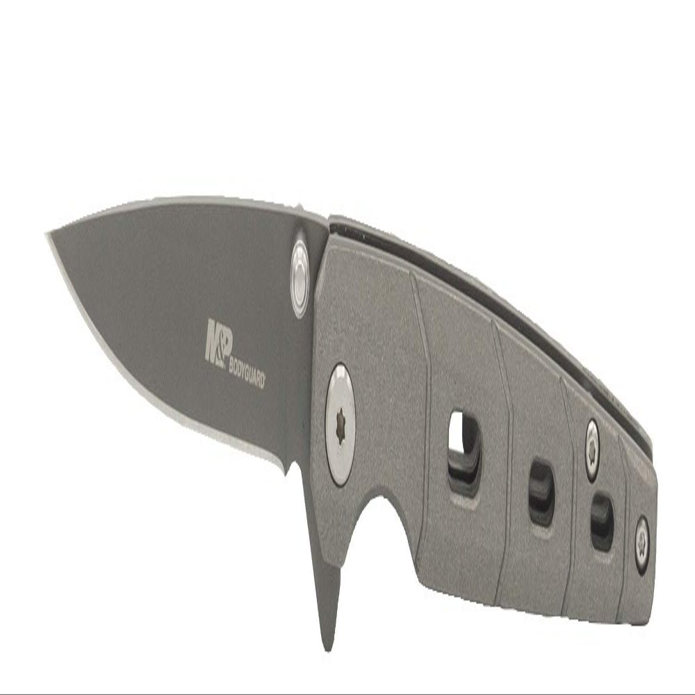 Smith & Wesson M&P Bodyguard 6.25in Ti-N S.S. Ultra-Glide Folding Knife with 2.75in Clip Point and Rubberized Aluminum Handle for Outdoor Survival and EDC