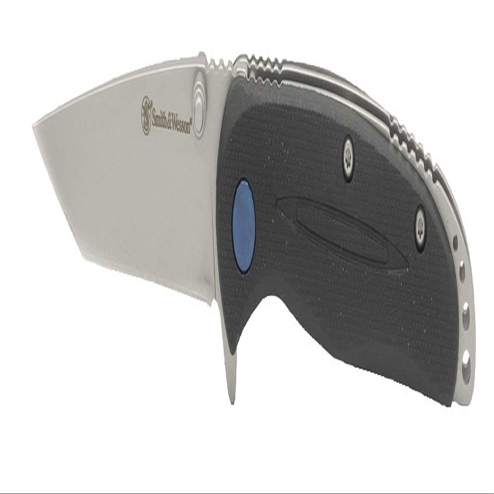 Smith & Wesson Nylon Blue 6in High Carbon S.S. Folding Knife with 2.75in Tanto Point Blade and Glassfilled Nylon Handle for Outdoor Survival, Camping and EDC