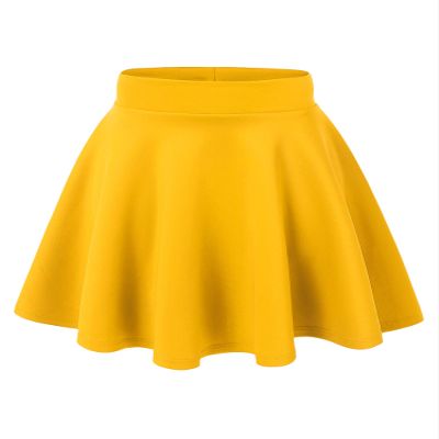 MBJ WB669 Womens Basic Versatile Strechy Flare Skater Skirt XS Yellow
