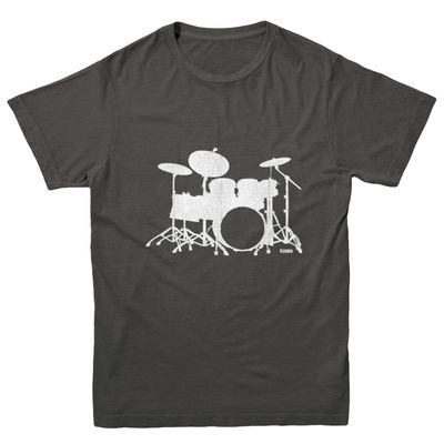 Drum Silhouette - Musician Drummer Youth T-Shirt (Charcoal, Medium)