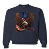 Tee Hunt USA Stars and Stripes Sweatshirt Patriot American Pride Bald Eagle Sweater Navy Blue Large view 1