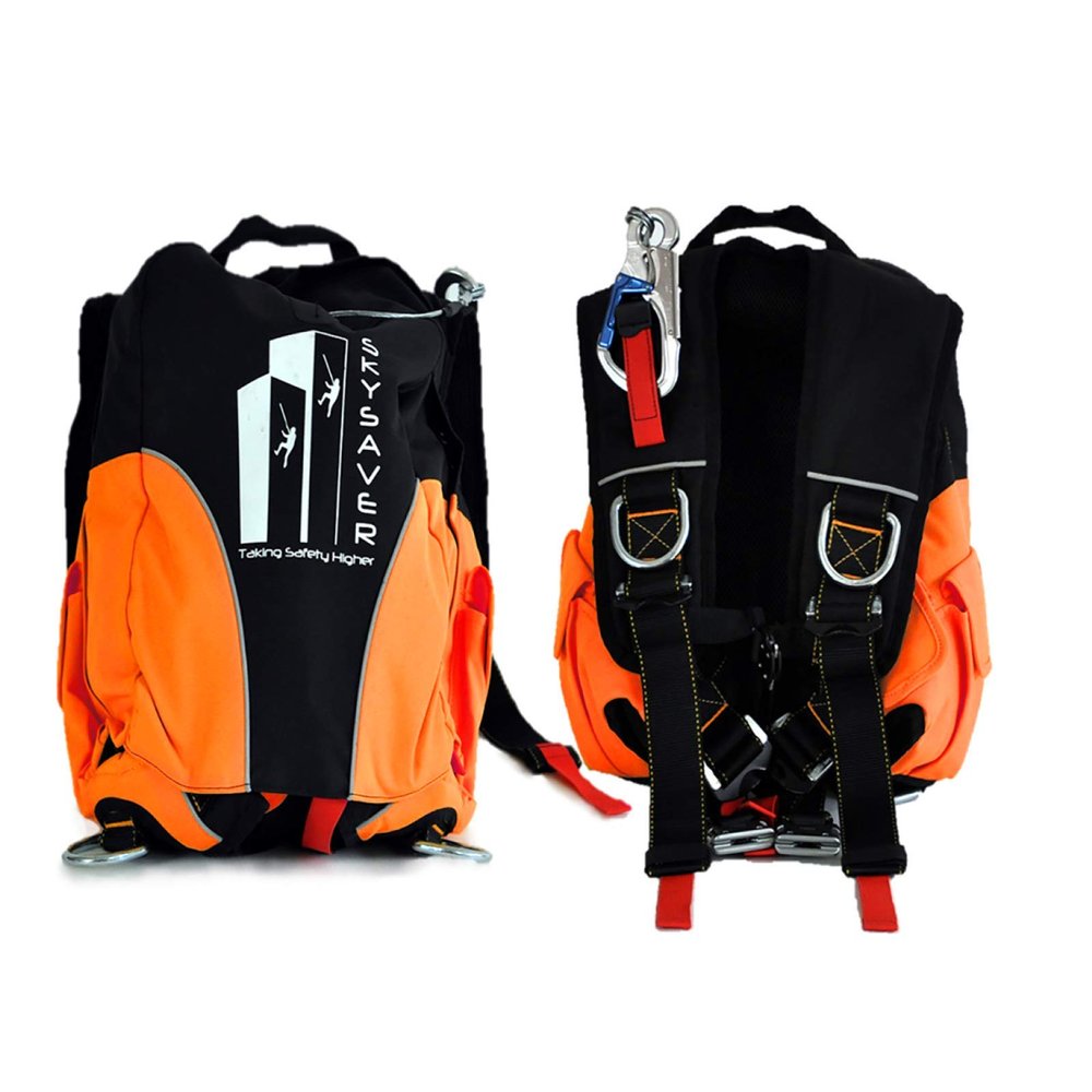SkySaver Rescue Family Backpack 7 Story Fire Escape Backpack Building Escape Evacuation Kit Emergency Exit Device, 80ft