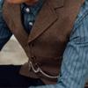 Aesido Formal Men's Vests Slim Fit Soft Wool Tweed Herringbone Business Suit Vest Waistcoat for Wedding Groomsmen(Green,M) view 2
