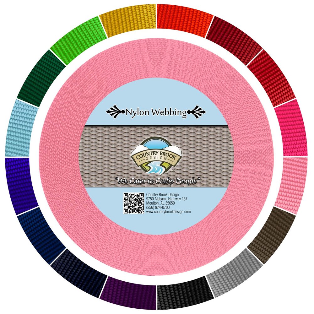 Country Brook Design - 1 1/2 Inch Heavy Duty 100% Real Nylon Webbing - 20+ Vibrant Colors (Pink, 50 Yards)