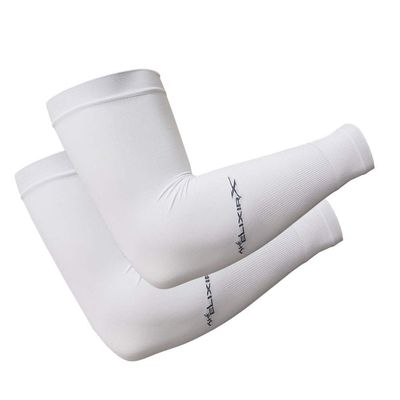 Elixir Golf The UPF 50 Sunblock UV Protective Compression Arm Cooling Sleeves for Men Women Kids, 1 Pair (Large, White)
