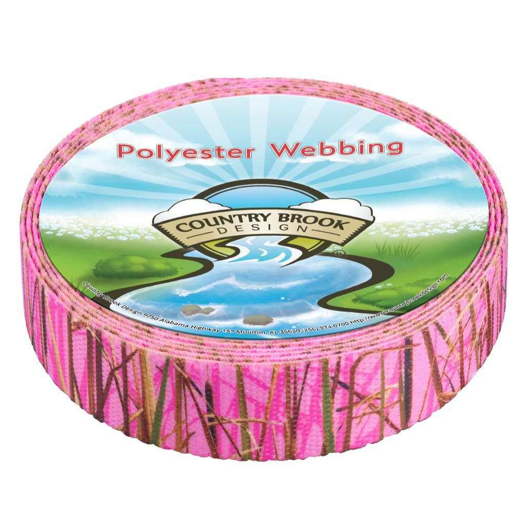 Country Brook Design - Pink Waterfowl Camo Polyester Webbing (3/4 Inch, 20 Yards)