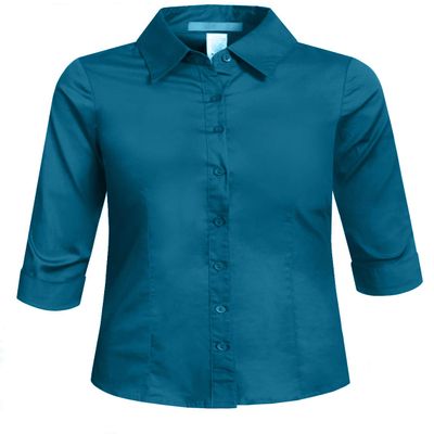 J. LOVNY Girl's Basic Casual Long Sleeve Roll Up Button Down Blouse Shirts