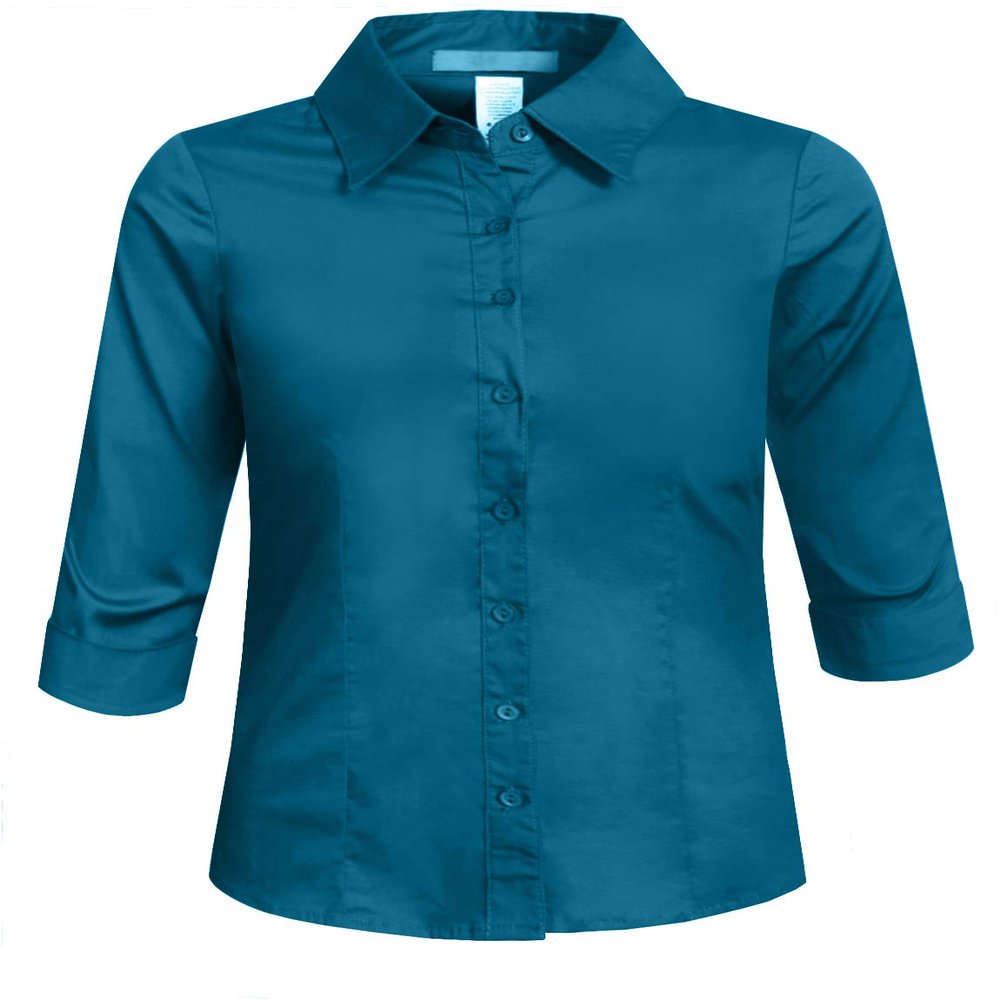 J. LOVNY Girl's Basic Casual Long Sleeve Roll Up Button Down Blouse Shirts