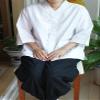Altair Men Women 100% Cotton Shirt Pants, Buddhist Zen Meditating Clothing, Temple Yoga Casual Clothing (White/Black, S) view 2