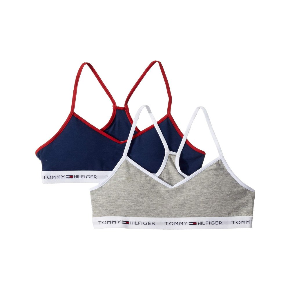 Tommy Hilfiger Girl's 2-Pack Solid Bra (Little Kids/Big Kids) Flag Blue Medium (8-10 Big Kid)