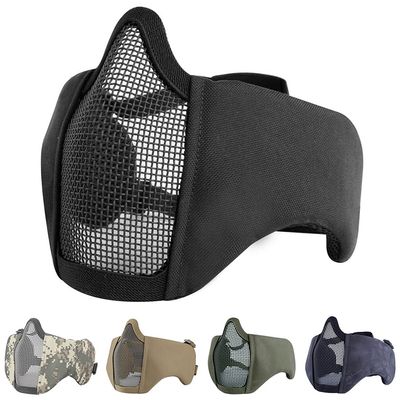 AOUTACC Airsoft Mask, Half Face Mesh Masks with Ear Protection Tactical Paintball Mask for CS/Hunting/Paintball/Shooting (BK)
