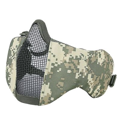 AOUTACC Airsoft Mask, Half Face Mesh Masks with Ear Protection Tactical Paintball Mask for CS/Hunting/Paintball/Shooting (ACU)