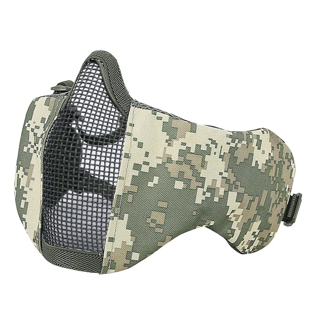AOUTACC Airsoft Mask, Half Face Mesh Masks with Ear Protection Tactical Paintball Mask for CS/Hunting/Paintball/Shooting (ACU)