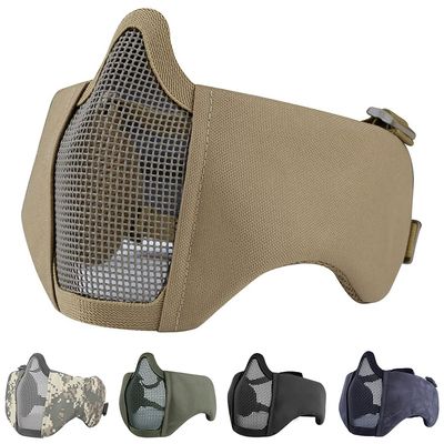 AOUTACC Airsoft Mask, Half Face Mesh Masks with Ear Protection Tactical Paintball Mask for CS/Hunting/Paintball/Shooting (TAN)
