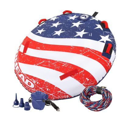 Sportsstuff Stars and Stripes Kit, 1 Rider Towable Tube with Rope and Pump