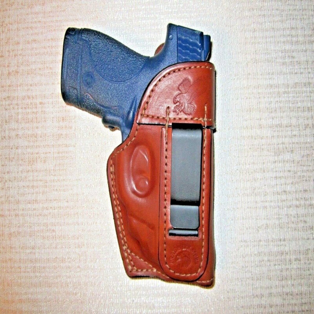 BROWN Iwb formed leather holster with shield choose gun & left or right hand (Handing:Right; Select gun:Taurus Tcp;)