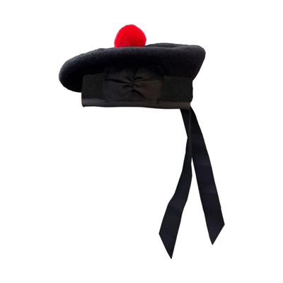 AAR Men's Scottish Glengarry Balmoral Kilt Hats Diced & Plain 100% Wool Piper (Plain Black Balmoral 61cm (7 5/8))