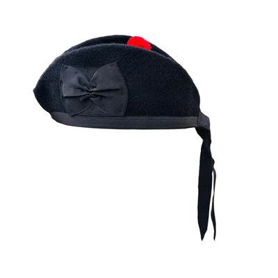 AAR Men's Scottish Glengarry Balmoral Kilt Hats Diced & Plain 100% Wool Piper (Plain Black Glengarry 56cm (7))
