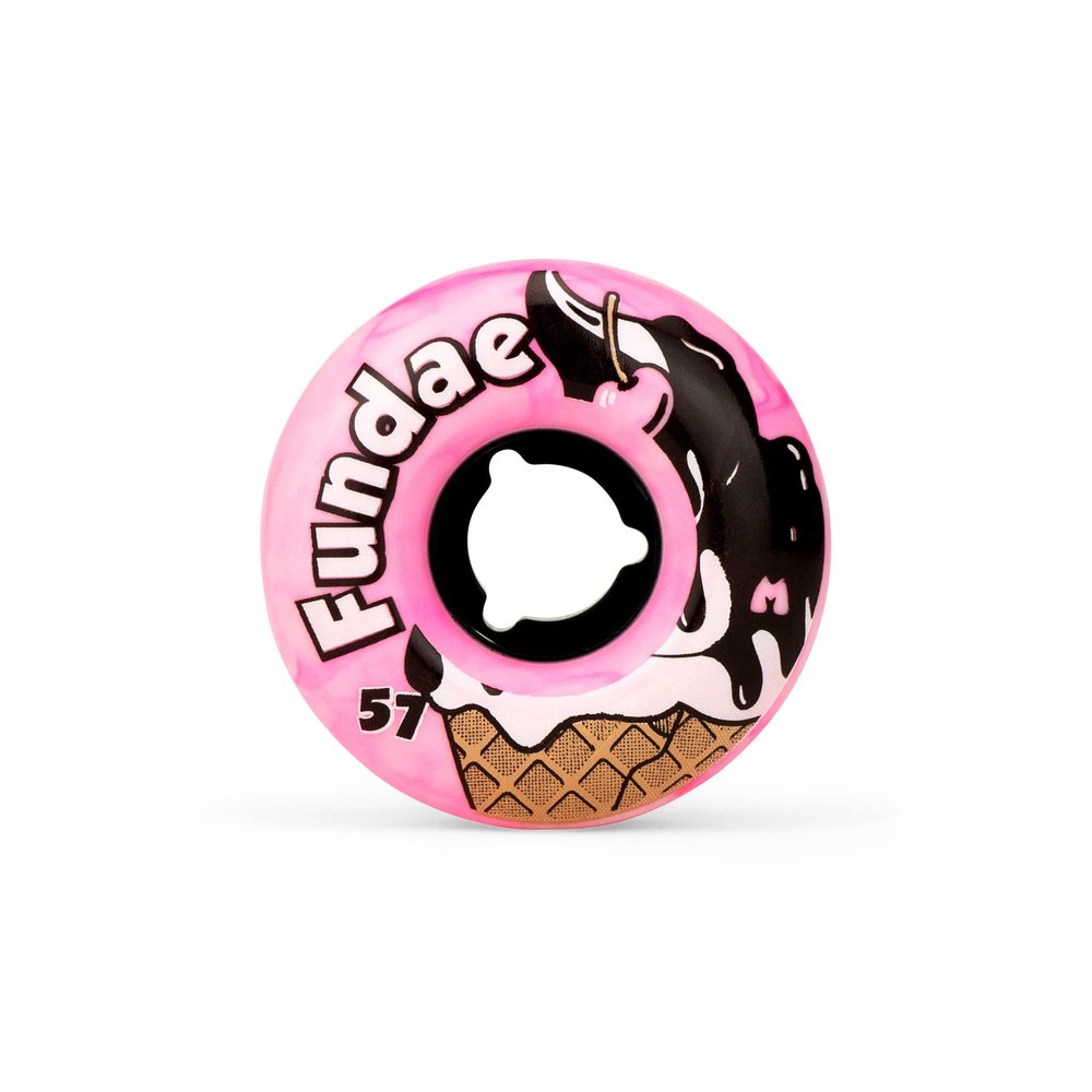 Moxi Fundae Wheels - Outdoor Roller Skate Wheels - 4 Pack of 57mm x 34mm Wheels | Bubble Gum (Pink)
