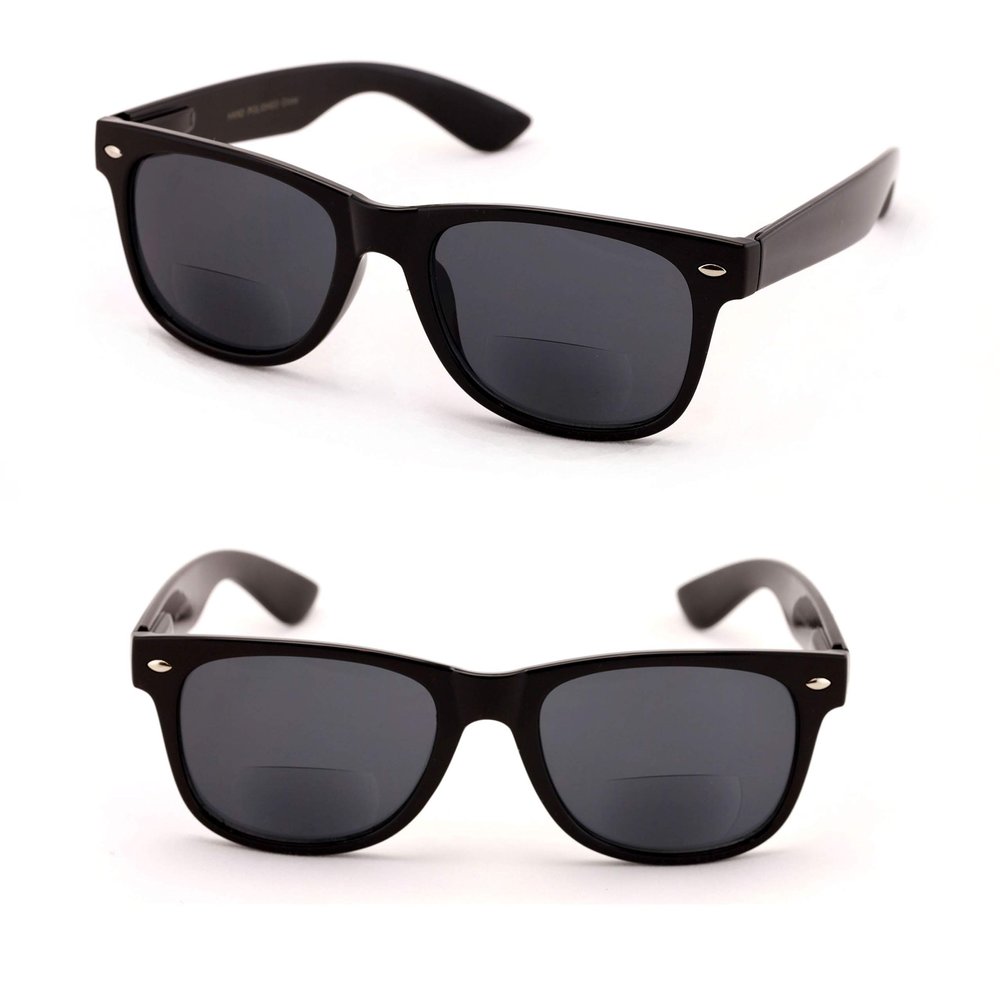 Classic Bifocal Outdoor Reading Sunglasses - Comfortable Stylish Simple Readers Magnification (2 Black Lens, 3.50)