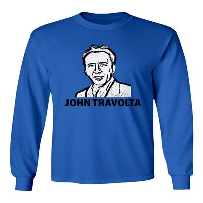 Baku Apparel Hollywood Actor Nicolas Cage Movie 'Face Off' Men's Long Sleeve T-Shirt (Royal, XX-Large)